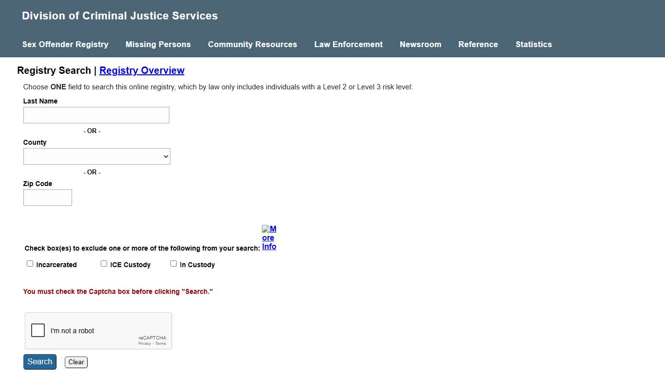 Search The Official New York State Sex Offender Registry - NY DCJS