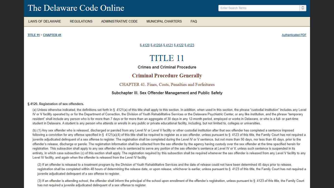 Delaware Code Online