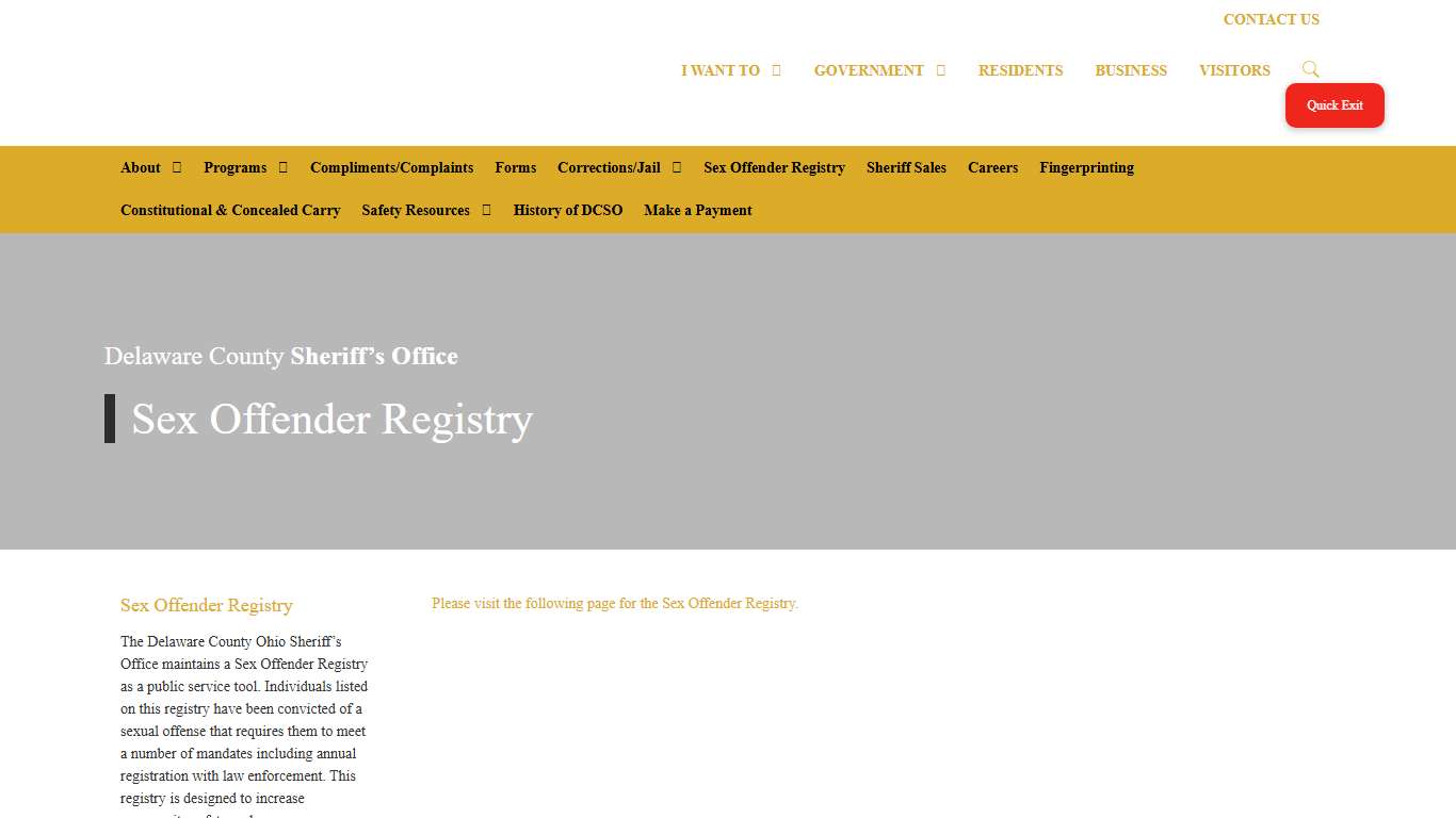 Sex Offender Registry - Sheriff